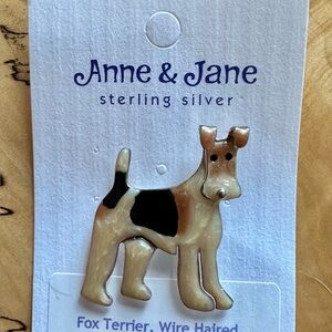New Sterling Silver Wire Fox Terrier Pin by Anne and Jane